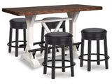 Valebeck White/Brown/Black Counter Height Dining Table and 4 Barstools - Ornate Home