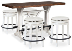 Valebeck White/Brown Counter Height Dining Table and 4 Barstools - Ornate Home