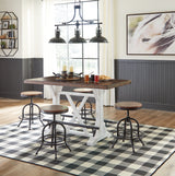 Valebeck White/Brown Counter Height Dining Table w/ 4 Barstools (Online Special Price) - Ornate Home