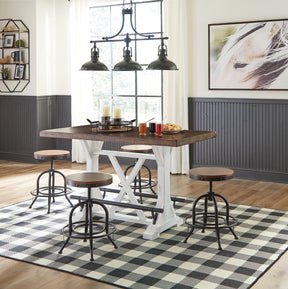 Valebeck White/Brown Counter Height Dining Table w/ 4 Barstools (Online Special Price) - Ornate Home