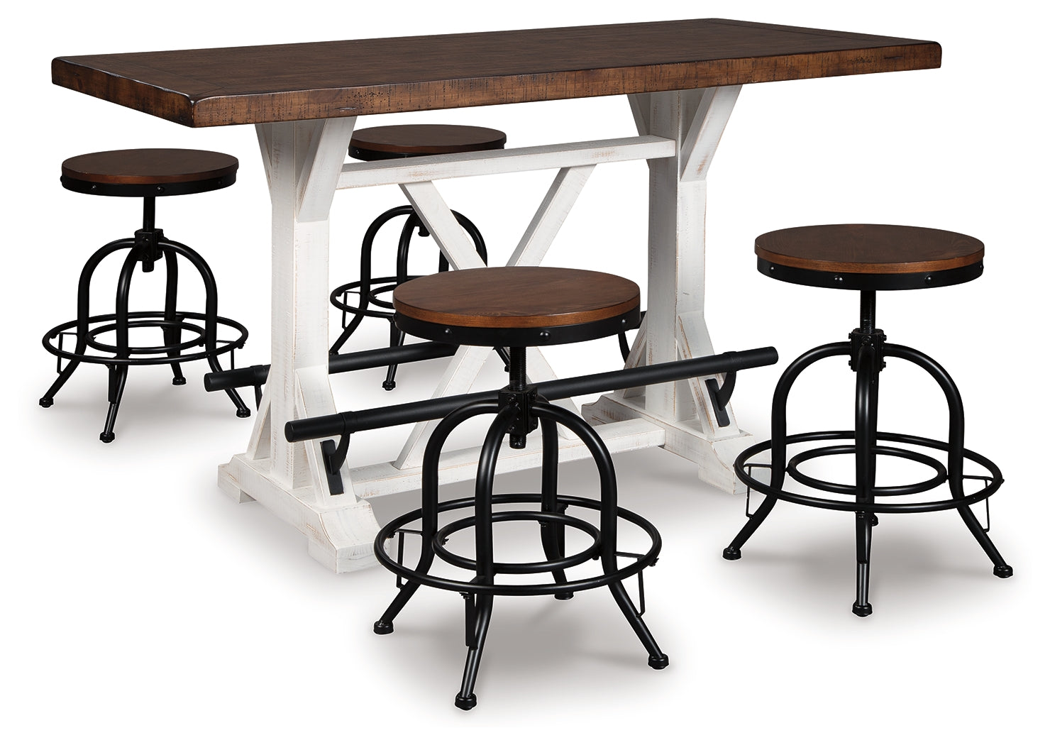 Valebeck White/Brown Counter Height Dining Table w/ 4 Barstools (Online Special Price) - Ornate Home