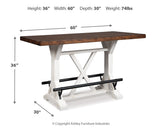 Valebeck White/Brown Counter Height Dining Table w/ 4 Barstools (Online Special Price) - Ornate Home