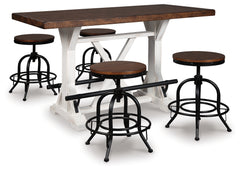 Valebeck White/Brown Counter Height Dining Table w/ 4 Barstools - Ornate Home