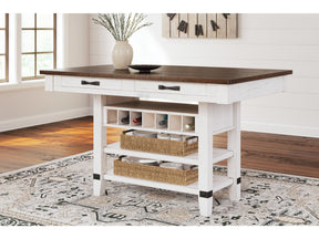 Valebeck White & Brown Counter Height Dining Table w/ Wine Rack (Online Special Price) - Ornate Home