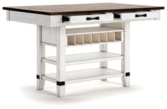 Valebeck White & Brown Counter Height Dining Table w/ Wine Rack - Ornate Home