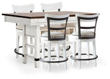 Valebeck White/Brown Counter Height Dining Table with 4 Barstools - Ornate Home