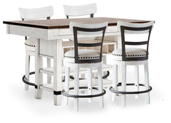 Valebeck White/Brown Counter Height Dining Table with 4 Barstools - Ornate Home
