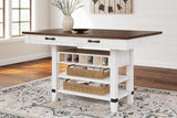 Valebeck White/Brown Counter Height Dining Table with 4 Barstools - Ornate Home