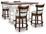 Valebeck White/Brown/Linen Counter Height Dining Table and 4 Barstools - Ornate Home