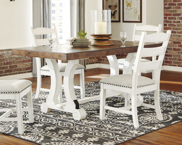 Valebeck White & Brown Rectangular Dining Table w/ Leaf - Ornate Home