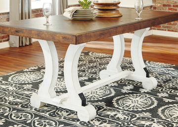 Valebeck White & Brown Rectangular Dining Table w/ Leaf - Ornate Home