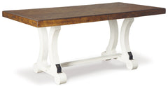 Valebeck White & Brown Rectangular Dining Table w/ Leaf - Ornate Home