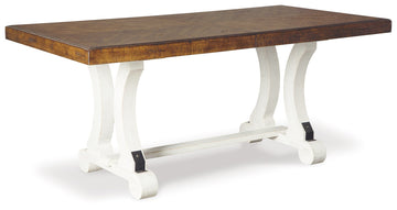 Valebeck White & Brown Rectangular Dining Table w/ Leaf - Ornate Home