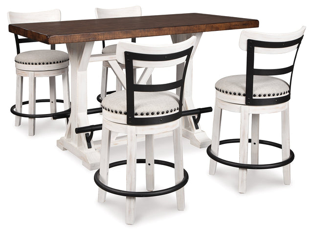 Valebeck White Counter Height Dining Table and 4 Barstools (Online Special Price) - Ornate Home