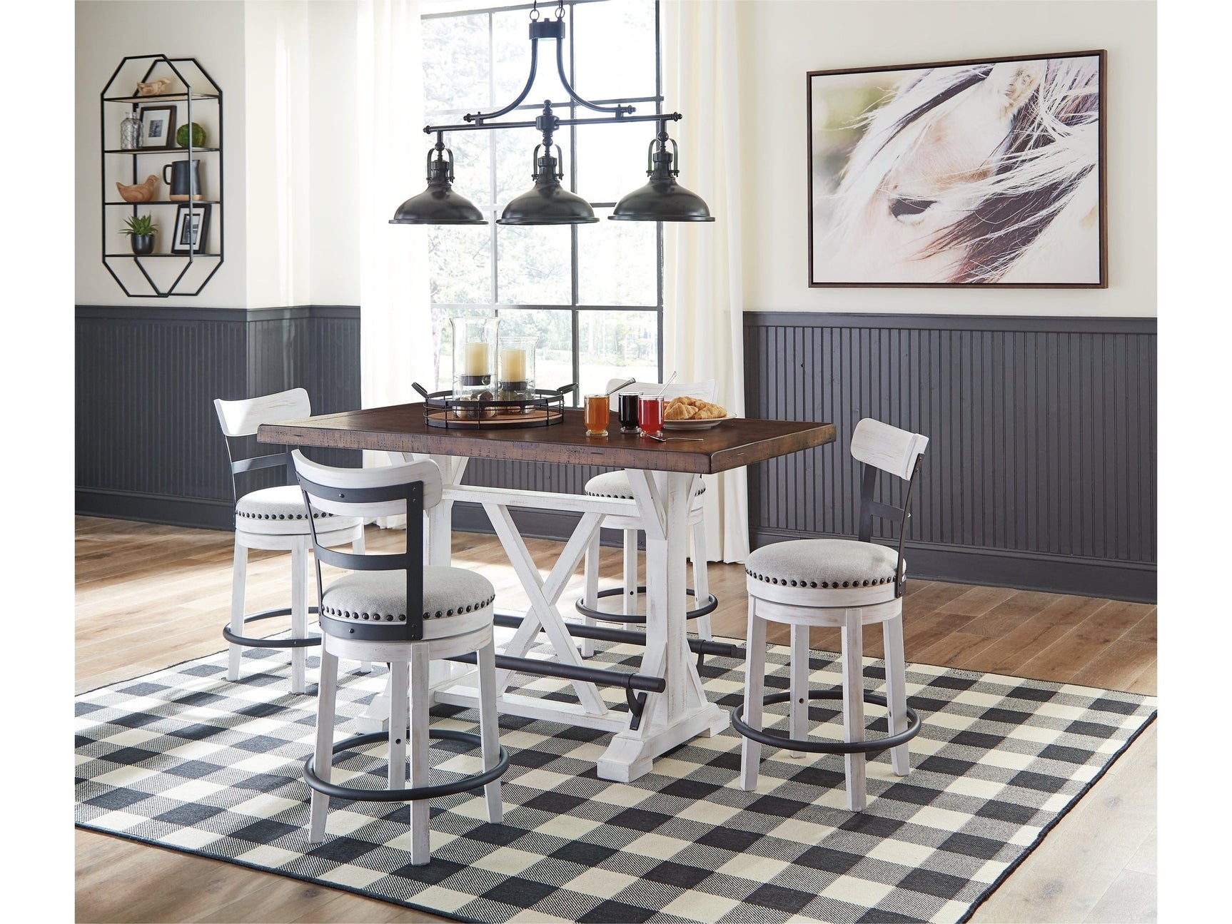 Valebeck White Counter Height Dining Table and 4 Barstools - Ornate Home
