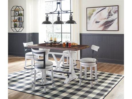 Valebeck White Counter Height Dining Table and 4 Barstools - Ornate Home