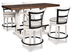 Valebeck White Counter Height Dining Table and 4 Barstools - Ornate Home