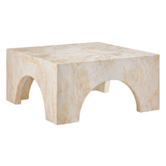 Valen Honey Onyx Indoor - Outdoor Patio Arched Concrete Coffee Table - Ornate Home