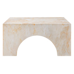 Valen Honey Onyx Indoor - Outdoor Patio Arched Concrete Coffee Table - Ornate Home