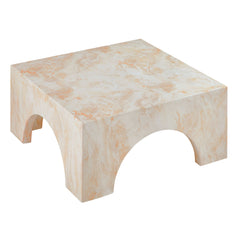 Valen Honey Onyx Indoor - Outdoor Patio Arched Concrete Coffee Table - Ornate Home