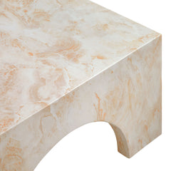 Valen Honey Onyx Indoor - Outdoor Patio Arched Concrete Coffee Table - Ornate Home