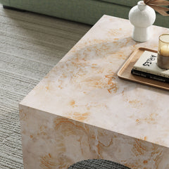 Valen Honey Onyx Indoor - Outdoor Patio Arched Concrete Coffee Table - Ornate Home