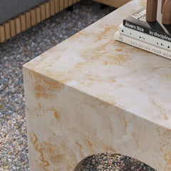 Valen Honey Onyx Indoor - Outdoor Patio Arched Concrete Coffee Table - Ornate Home