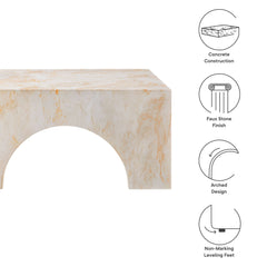 Valen Honey Onyx Indoor - Outdoor Patio Arched Concrete Coffee Table - Ornate Home