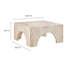 Valen Honey Onyx Indoor - Outdoor Patio Arched Concrete Coffee Table - Ornate Home