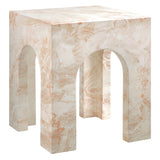 Valen Honey Onyx Square Indoor - Outdoor Patio Arched Concrete Side Table - Ornate Home