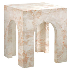 Valen Honey Onyx Square Indoor - Outdoor Patio Arched Concrete Side Table - Ornate Home