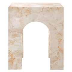 Valen Honey Onyx Square Indoor - Outdoor Patio Arched Concrete Side Table - Ornate Home