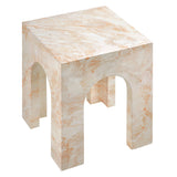 Valen Honey Onyx Square Indoor - Outdoor Patio Arched Concrete Side Table - Ornate Home