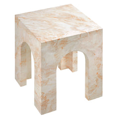Valen Honey Onyx Square Indoor - Outdoor Patio Arched Concrete Side Table - Ornate Home