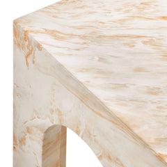 Valen Honey Onyx Square Indoor - Outdoor Patio Arched Concrete Side Table - Ornate Home