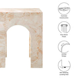 Valen Honey Onyx Square Indoor - Outdoor Patio Arched Concrete Side Table - Ornate Home
