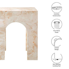 Valen Honey Onyx Square Indoor - Outdoor Patio Arched Concrete Side Table - Ornate Home