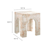 Valen Honey Onyx Square Indoor - Outdoor Patio Arched Concrete Side Table - Ornate Home