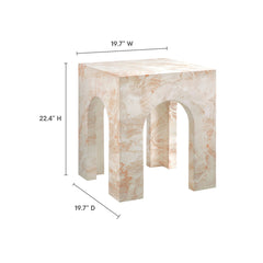 Valen Honey Onyx Square Indoor - Outdoor Patio Arched Concrete Side Table - Ornate Home