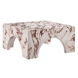 Valen Red Marble Indoor - Outdoor Patio Arched Concrete Coffee Table - Ornate Home