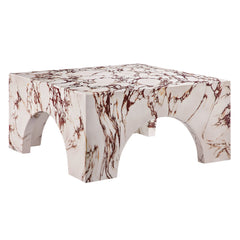 Valen Red Marble Indoor - Outdoor Patio Arched Concrete Coffee Table - Ornate Home