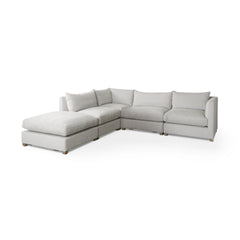 Valence Light Gray 5-Piece Modular Sofa Set with Ottoman - Ornate Home