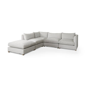 Valence Light Gray 5-Piece Modular Sofa Set with Ottoman - Ornate Home