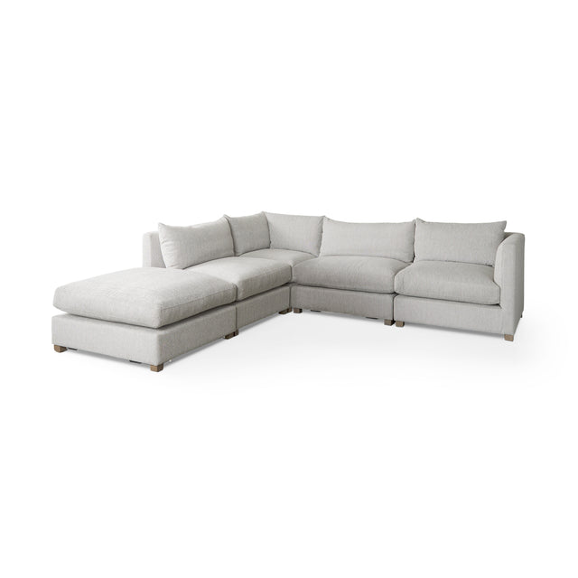 Valence Light Gray 5-Piece Modular Sofa Set with Ottoman - Ornate Home
