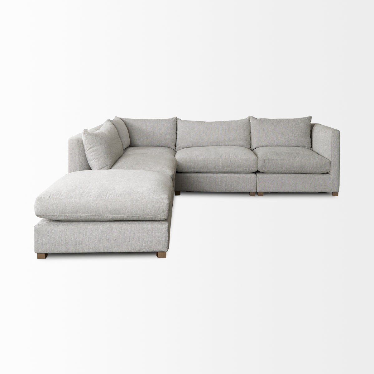 Valence Light Gray 5-Piece Modular Sofa Set with Ottoman - Ornate Home