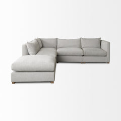 Valence Light Gray 5-Piece Modular Sofa Set with Ottoman - Ornate Home