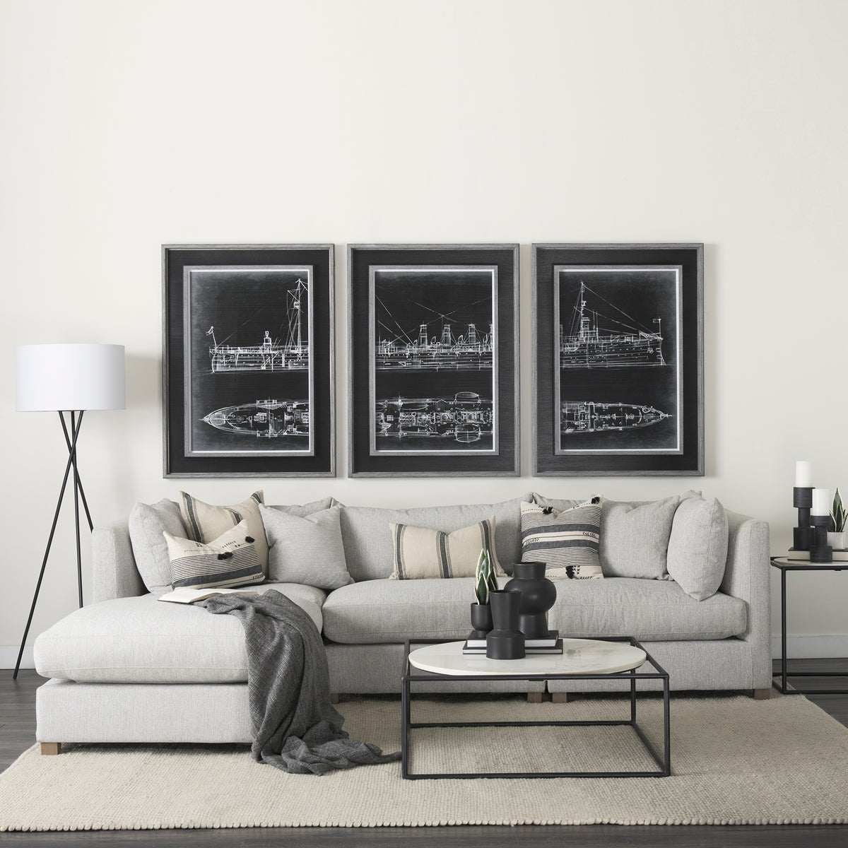 Valence Light Gray 5-Piece Modular Sofa Set with Ottoman - Ornate Home