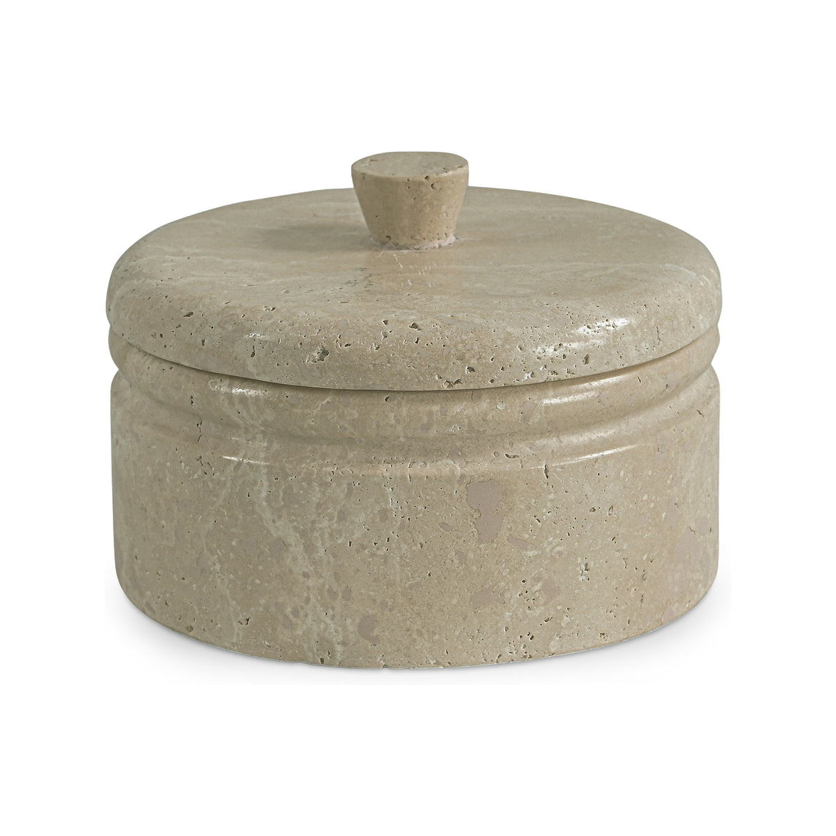 Valencia Beige Round Travertine Box - Ornate Home