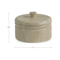 Valencia Beige Round Travertine Box - Ornate Home