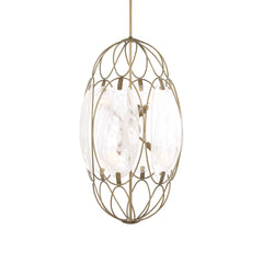 Valencia Gold/White 6 Light Glass Panel Pendant - Ornate Home